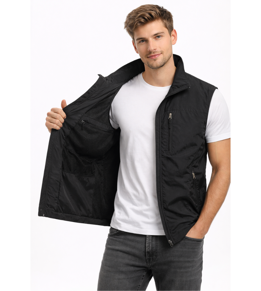 Men's Outdoor Vest | Zipper | Stand Collar | Zippered Pockets