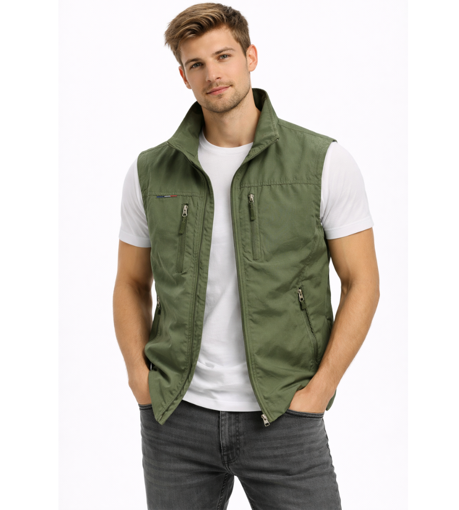 Men's Outdoor Vest | Zipper | Stand Collar | Zippered Pockets