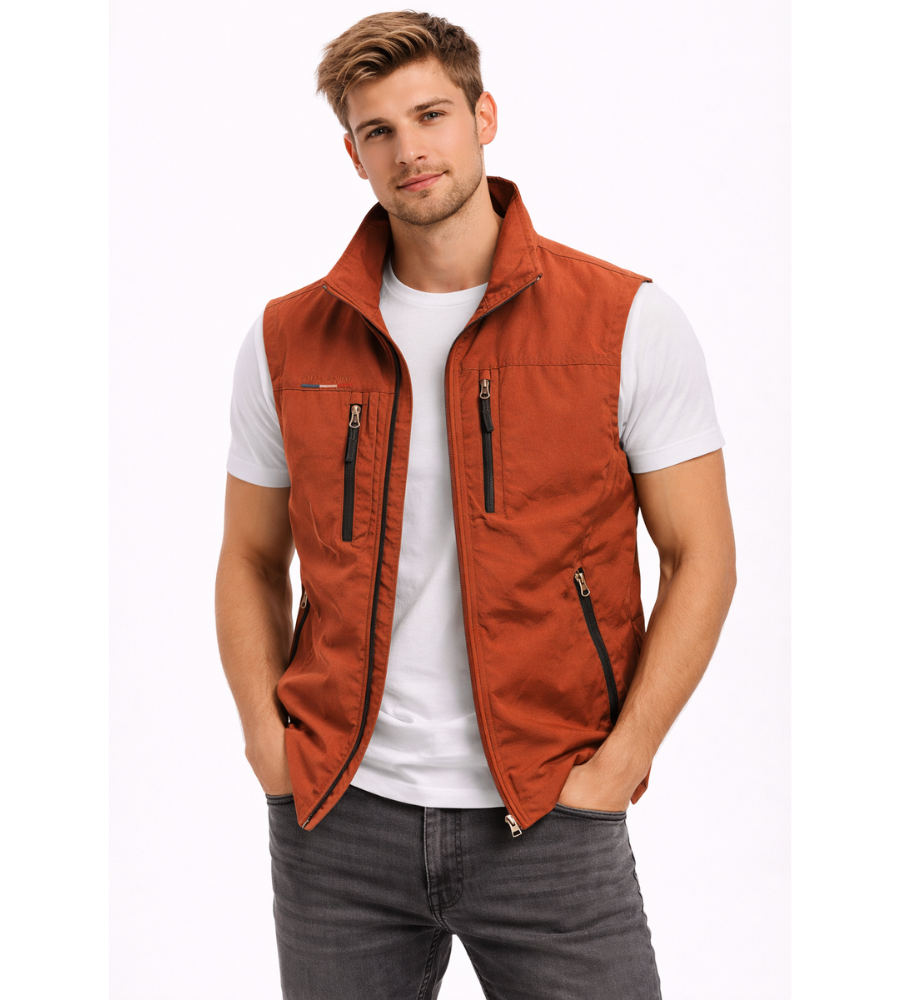 Men's Outdoor Vest | Zipper | Stand Collar | Zippered Pockets