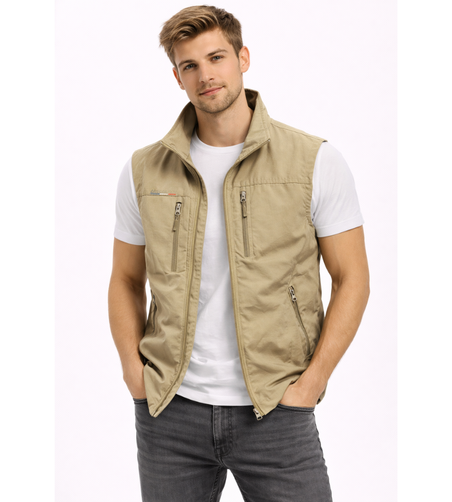 Men's Outdoor Vest | Zipper | Stand Collar | Zippered Pockets