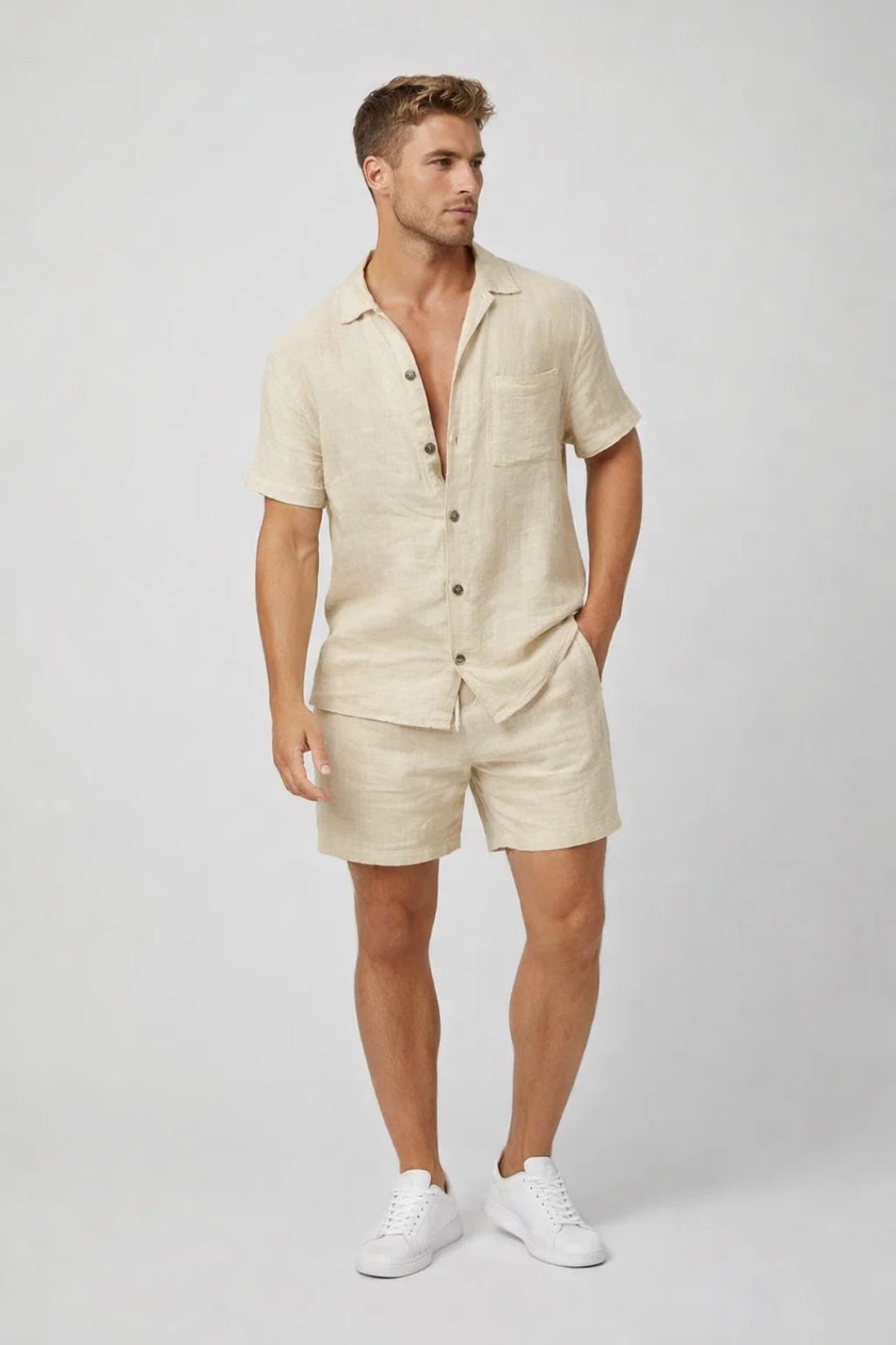 Men's Relaxation Set | Short-Sleeve Button-Up | Summer Casual