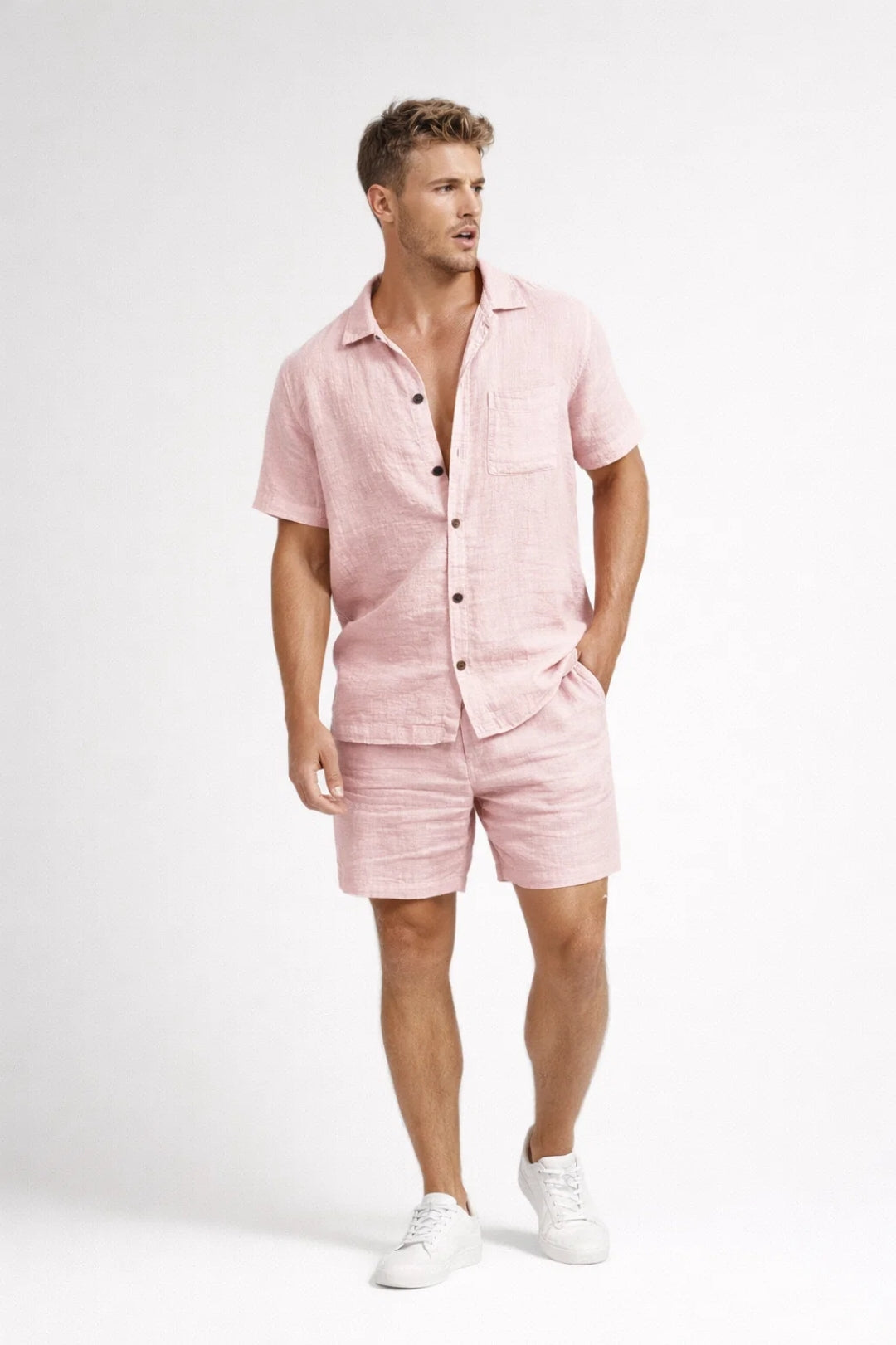 Men's Relaxation Set | Short-Sleeve Button-Up | Summer Casual