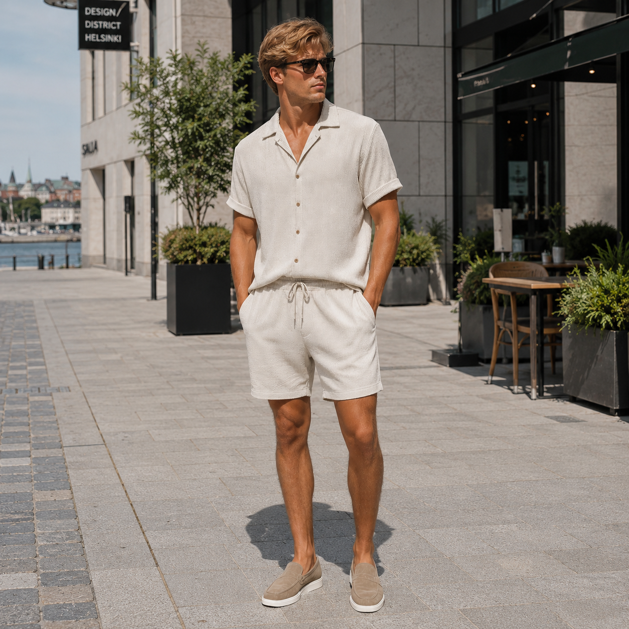 Klaus Textured Set: Short-Sleeve Shirt & Shorts