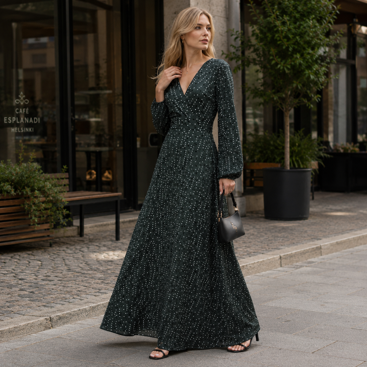 Long Dress - Stylish Polka Dot Print - Alice