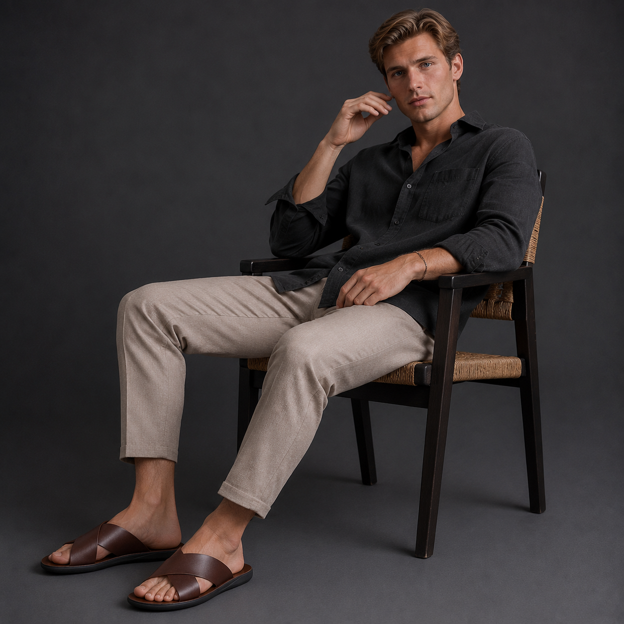 Men's Leather Non-slip Breathable Sandals