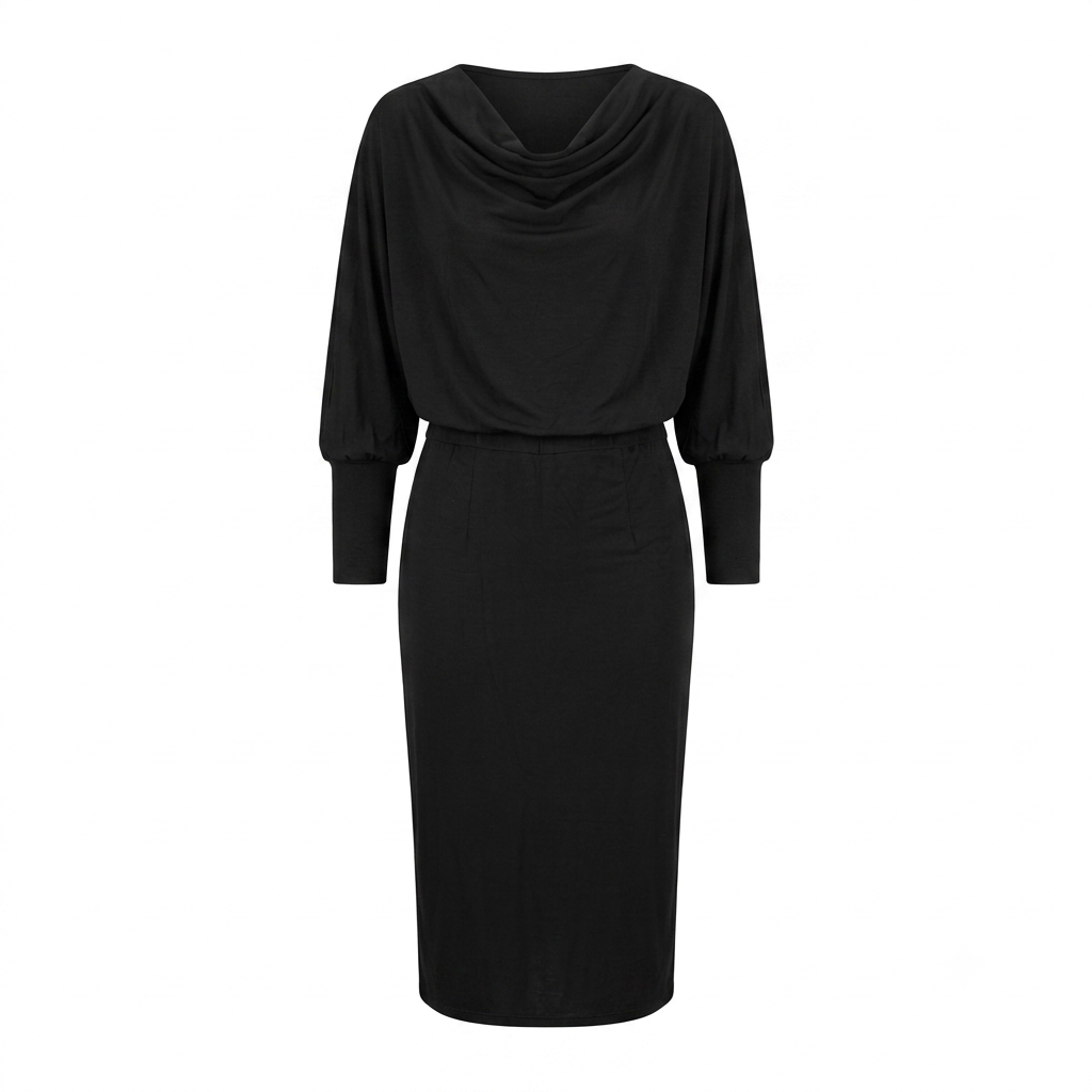 Women's Midi Dress | Knit Dress, Bodycon | Draped Collar