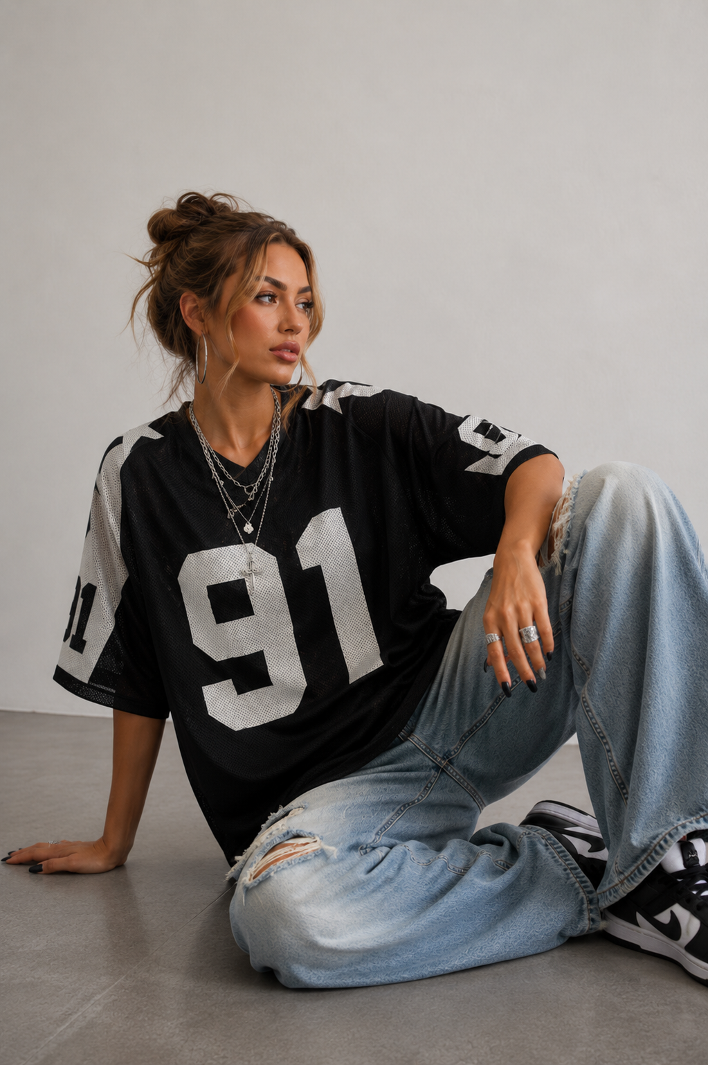 Sports shirt with oversized cut | Digital print | Y2K streetwear