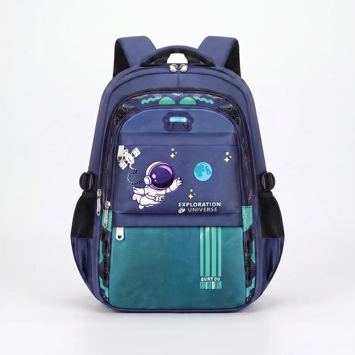 School backpack | With many pockets, Astronaut pattern | 46 cm