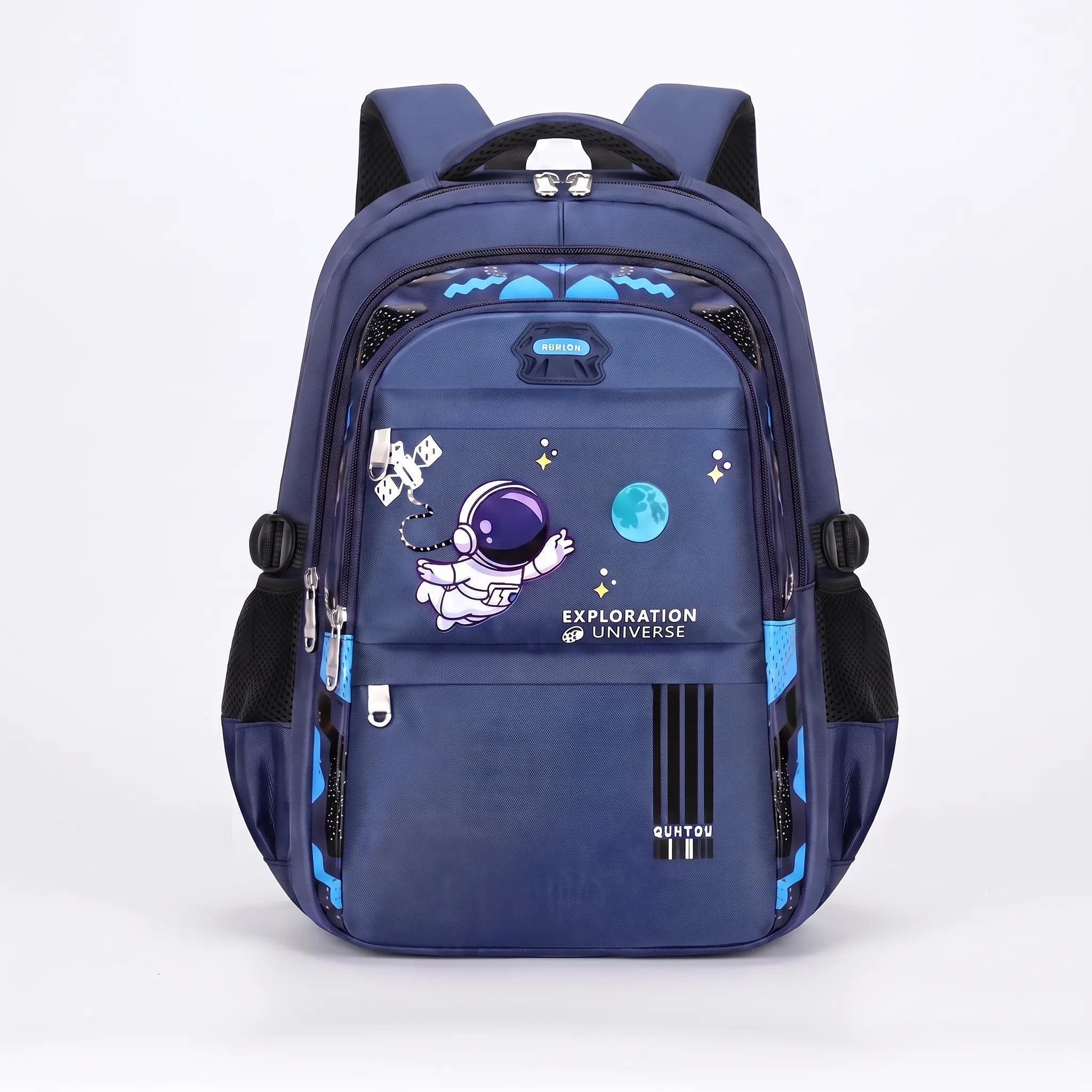 School backpack | With many pockets, Astronaut pattern | 46 cm