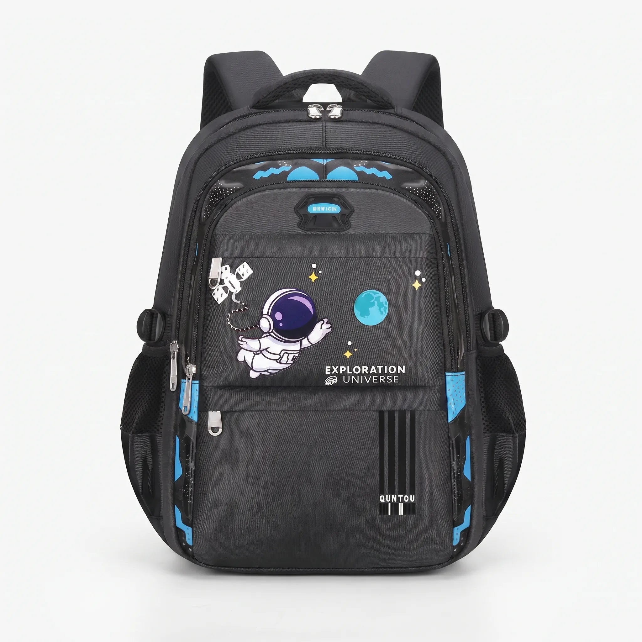School backpack | With many pockets, Astronaut pattern | 46 cm