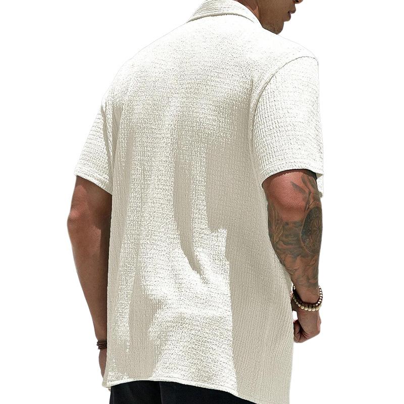 Men's dress shirt | Short-sleeved, lightweight | Button-up shirt, textured fabric