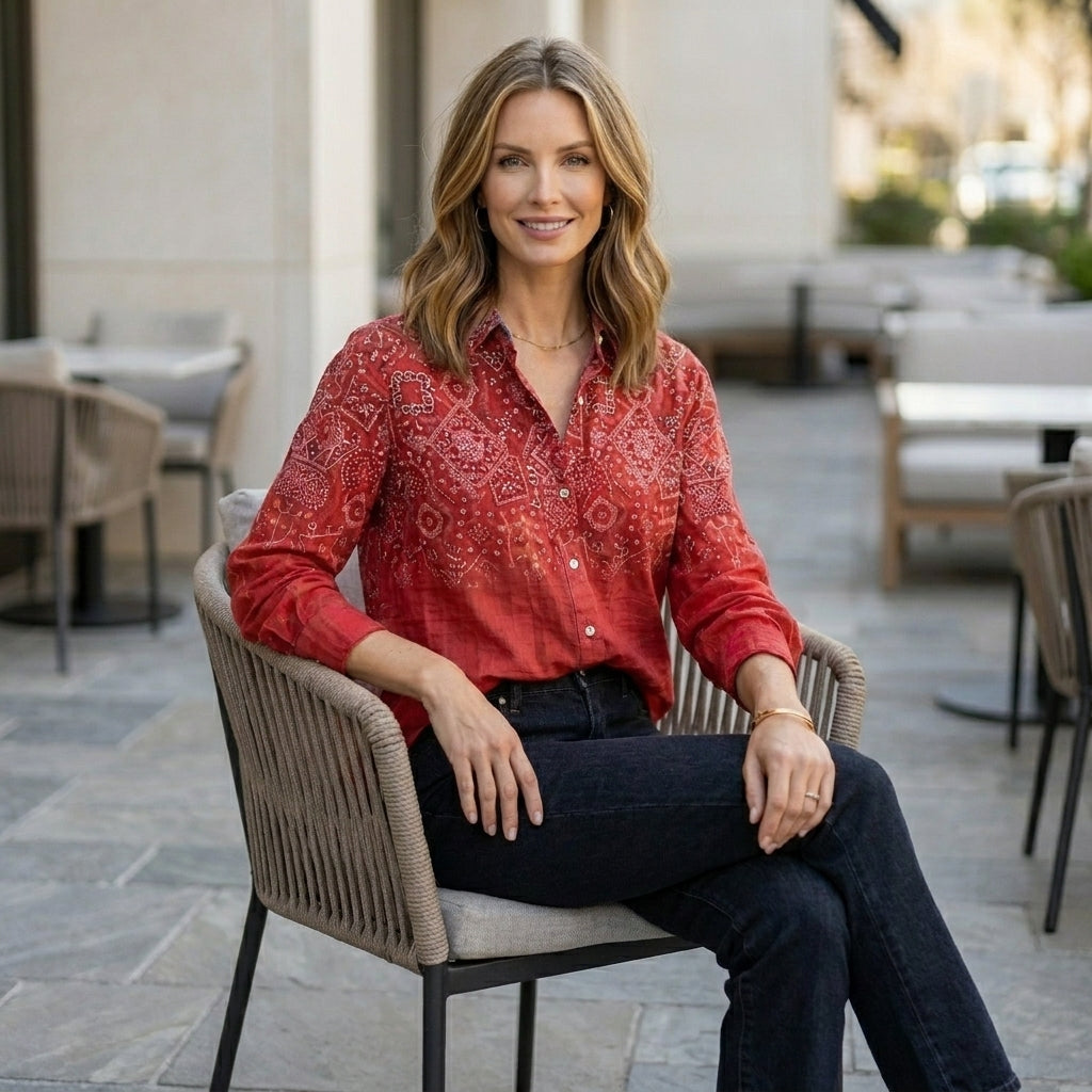 Women's Shirt | Abstract Print, Casual Coastal Style