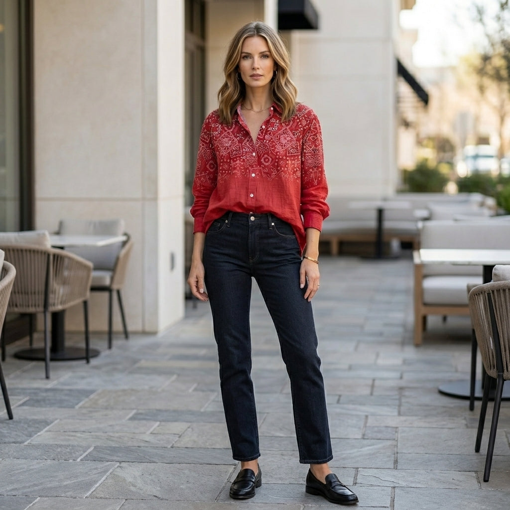 Women's Shirt | Abstract Print, Casual Coastal Style
