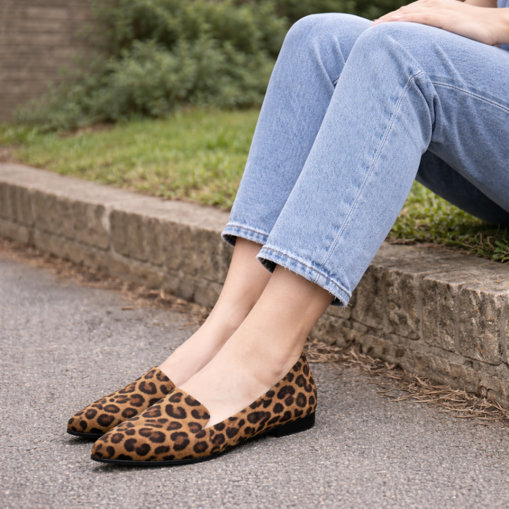 Women's ballerina shoes leopard print slip-on