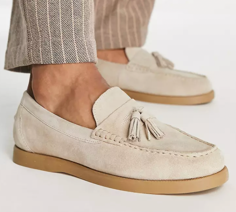 Men's Suede Loafers | Beige, Tassels | Comfortable Slip-On Shoes