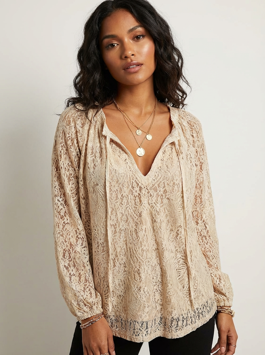 Women's Lace Knit | Bohemian Style, Lightweight | Romantic Top