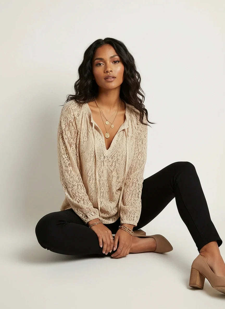 Women's Lace Knit | Bohemian Style, Lightweight | Romantic Top