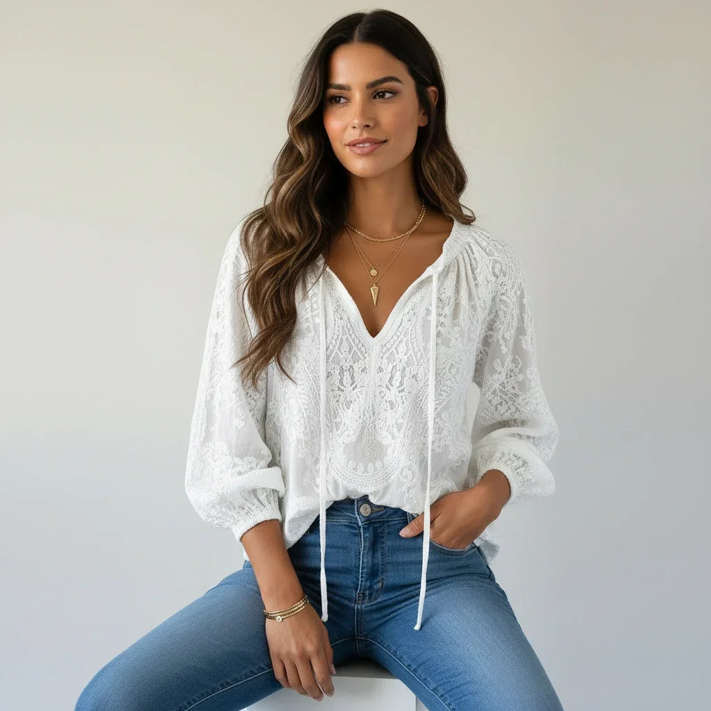 Women's Lace Knit | Bohemian Style, Lightweight | Romantic Top
