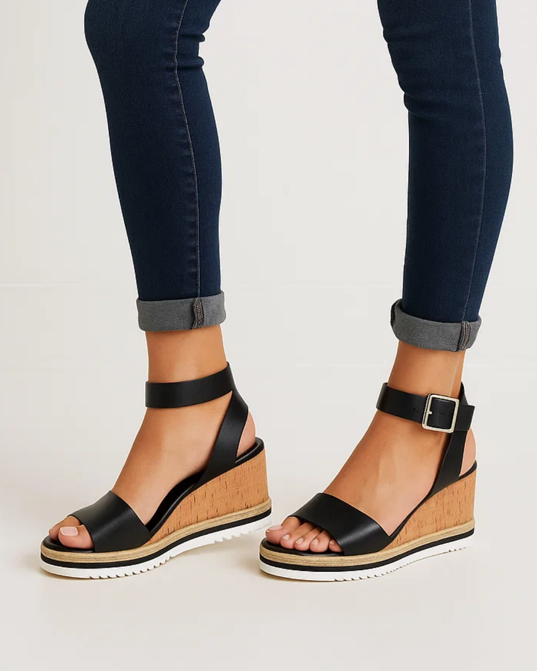 Women's wedge heel sandals | Cork sole, open toe