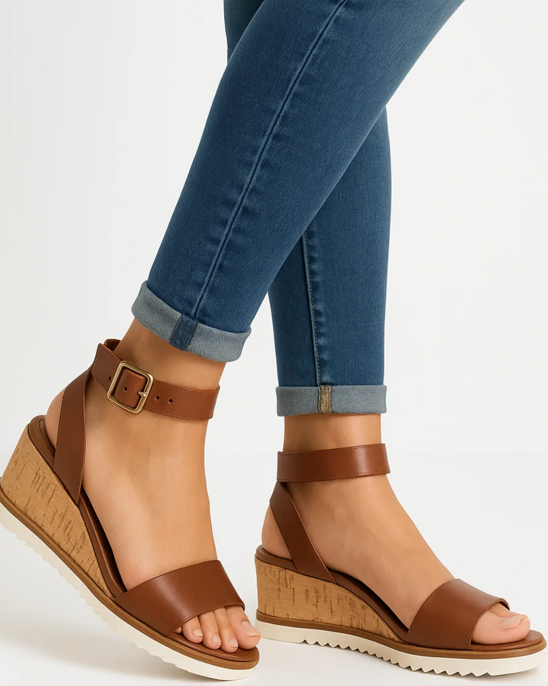 Women's wedge heel sandals | Cork sole, open toe