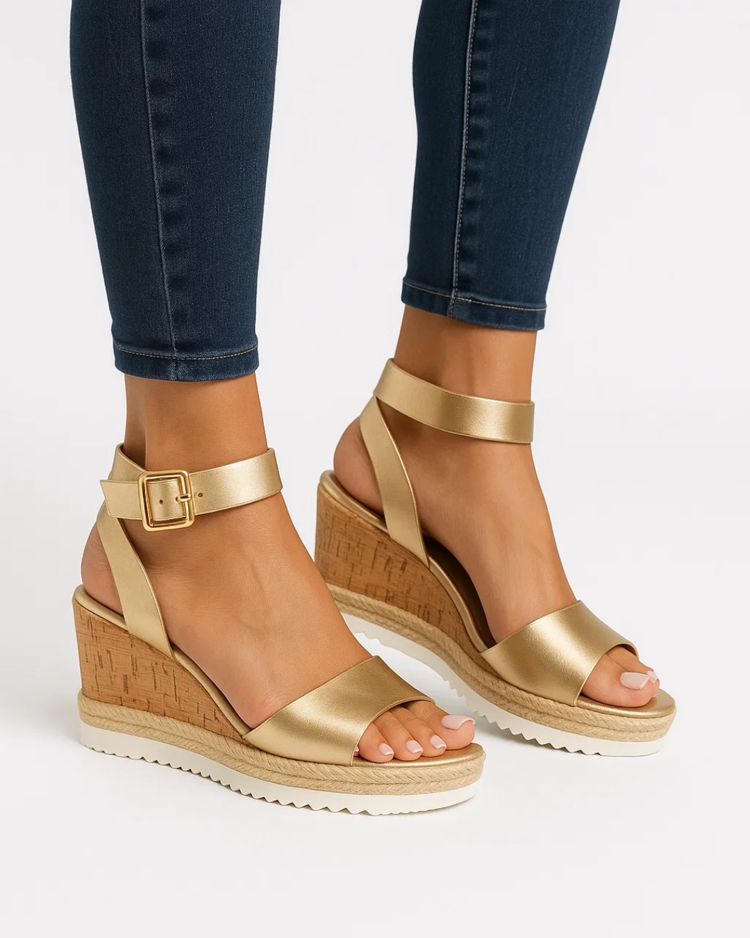 Women's wedge heel sandals | Cork sole, open toe