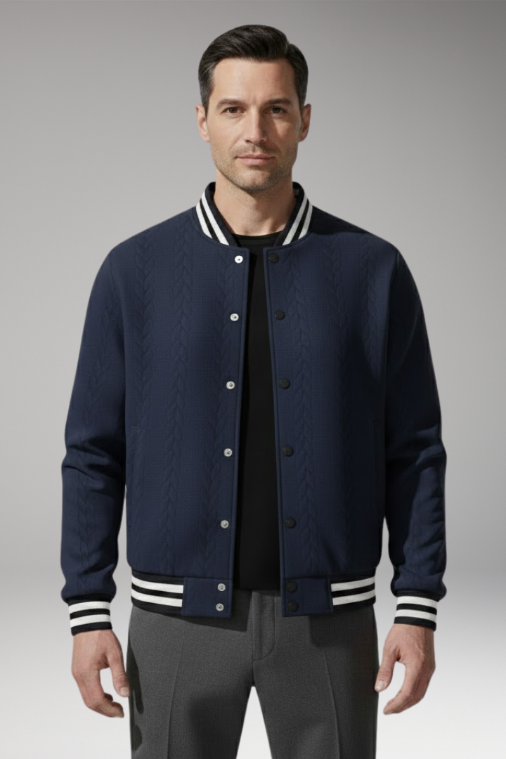 Uma | Men's bomber jacket | Buttoned front | Shiny cuffs
