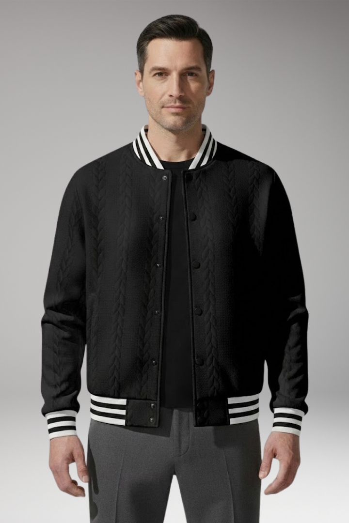 Uma | Men's bomber jacket | Buttoned front | Shiny cuffs