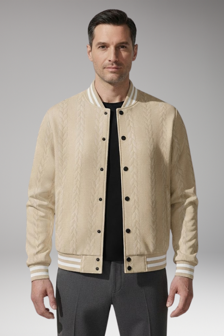 Uma | Men's bomber jacket | Buttoned front | Shiny cuffs