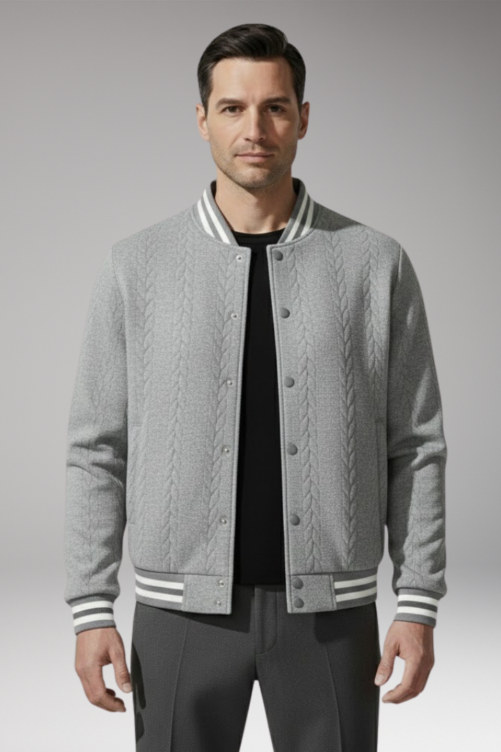 Uma | Men's bomber jacket | Buttoned front | Shiny cuffs