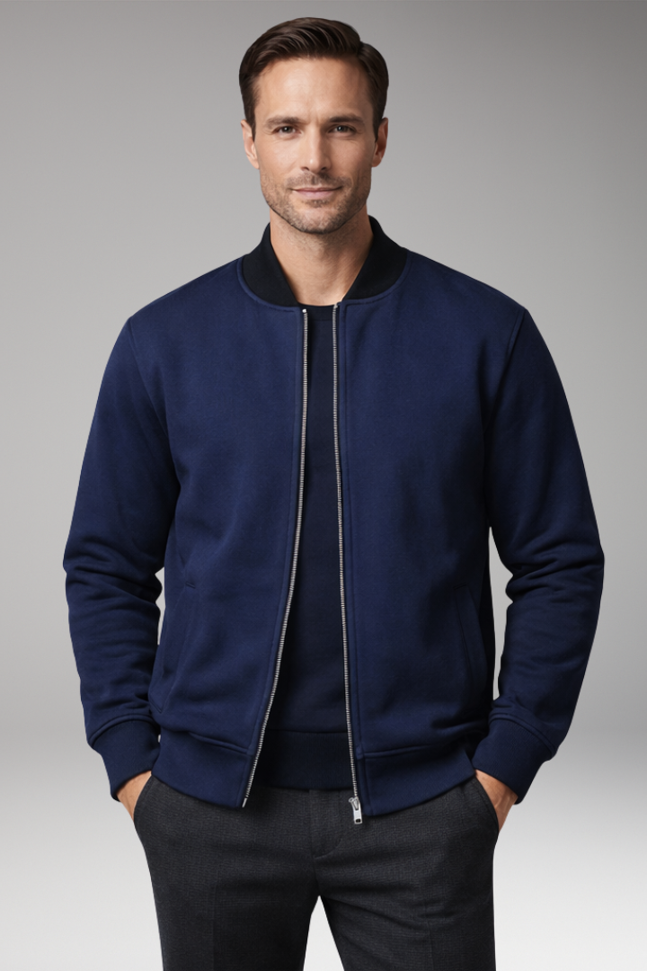 Solveig | Men's Bomber Jacket | Hidden Zipper, Elastic Cuff Sleeves