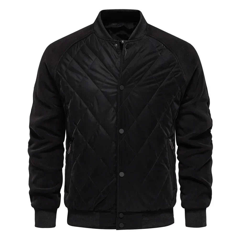 Men's Bomber Jacket | Quilted Varsity Snap Closure