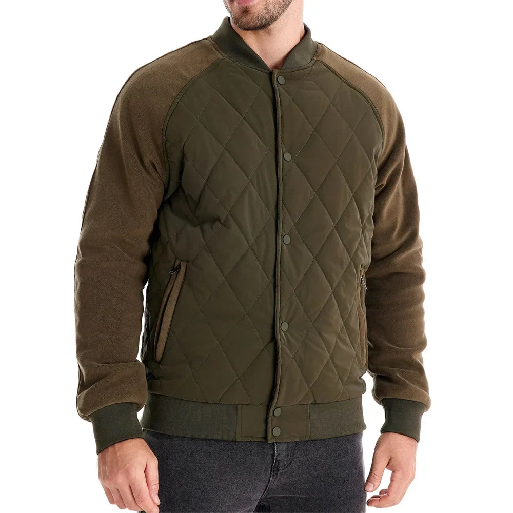 Men's Bomber Jacket | Quilted Varsity Snap Closure