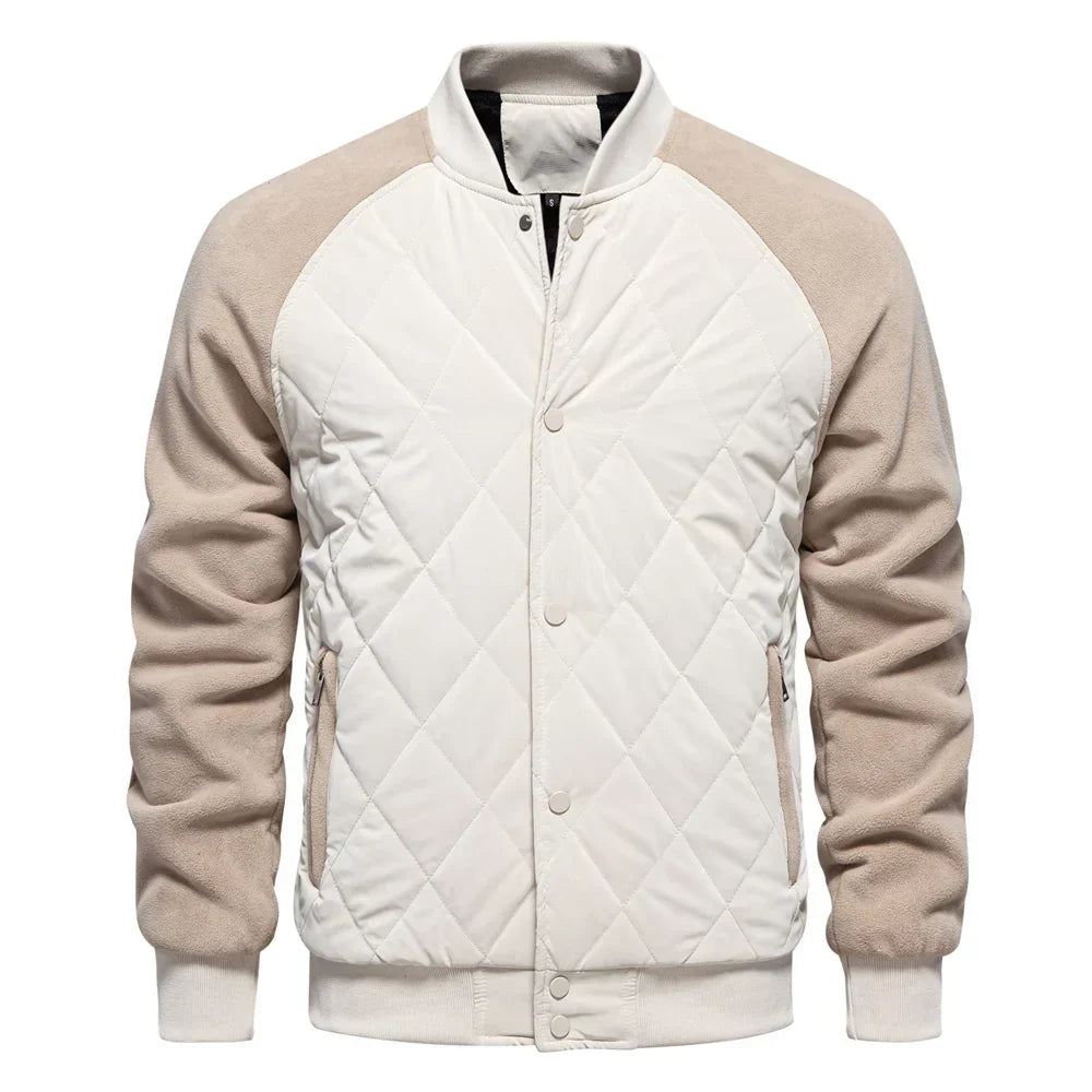 Men's Bomber Jacket | Quilted Varsity Snap Closure