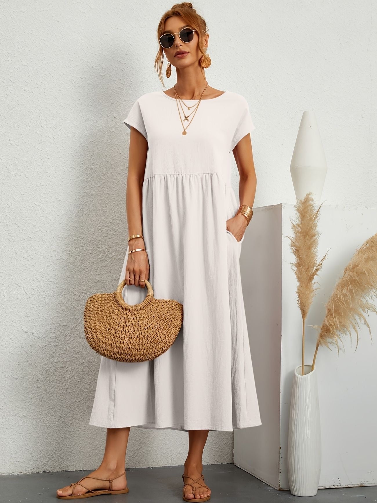 Round neck summer dress Camille