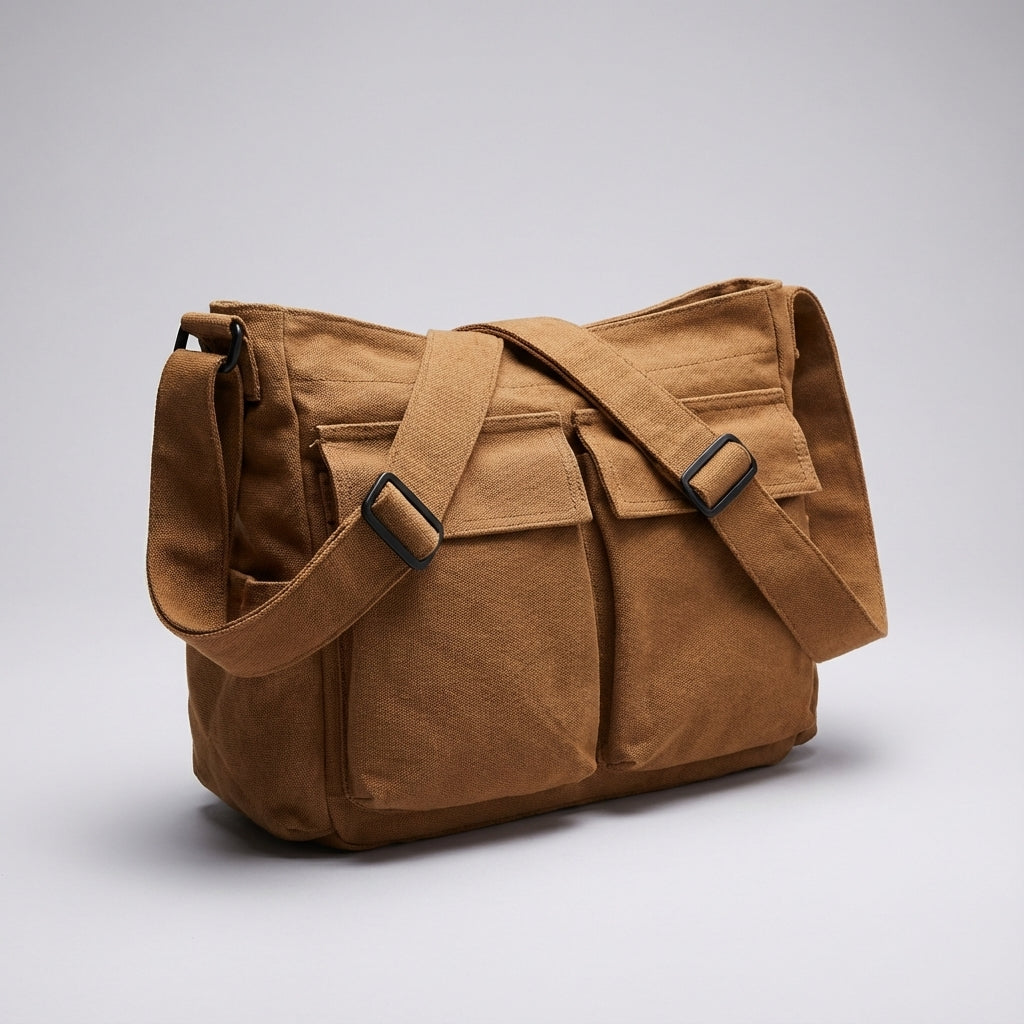 Shoulder Bag | Canvas, Multi-pocket | Lightweight, Multipurpose Organizer Bag