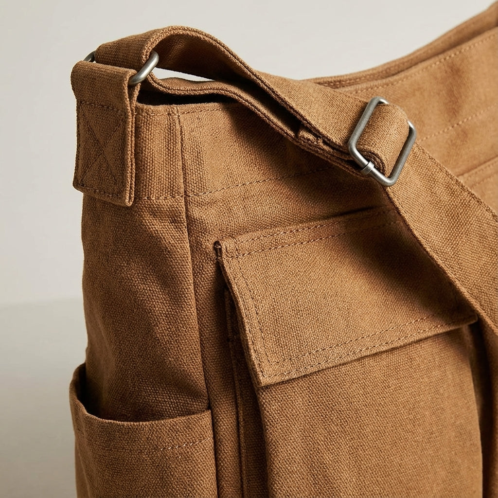 Shoulder Bag | Canvas, Multi-pocket | Lightweight, Multipurpose Organizer Bag