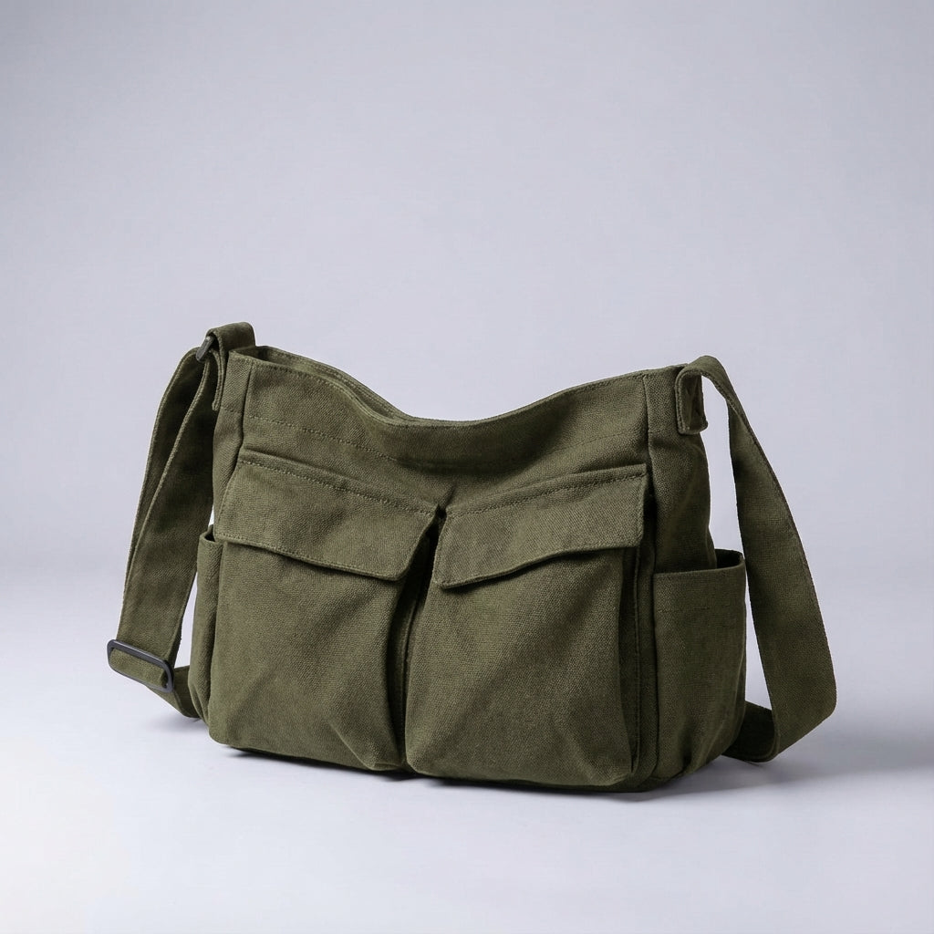 Shoulder Bag | Canvas, Multi-pocket | Lightweight, Multipurpose Organizer Bag