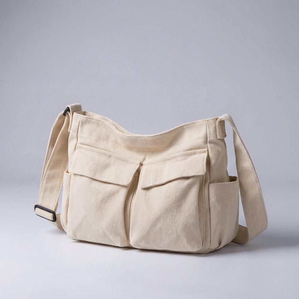 Shoulder Bag | Canvas, Multi-pocket | Lightweight, Multipurpose Organizer Bag