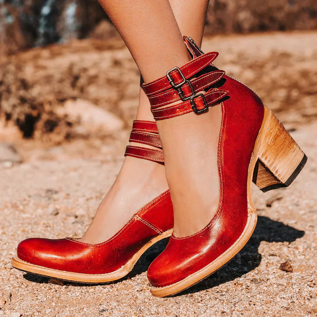 Fashion Shoe - Leather - Ankle Strap