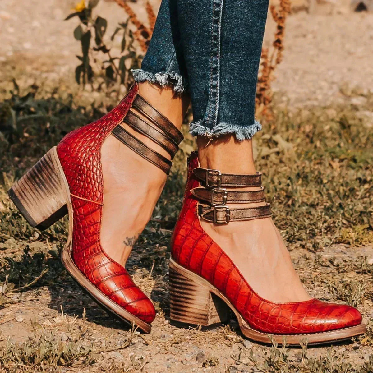Fashion Shoe - Leather - Ankle Strap