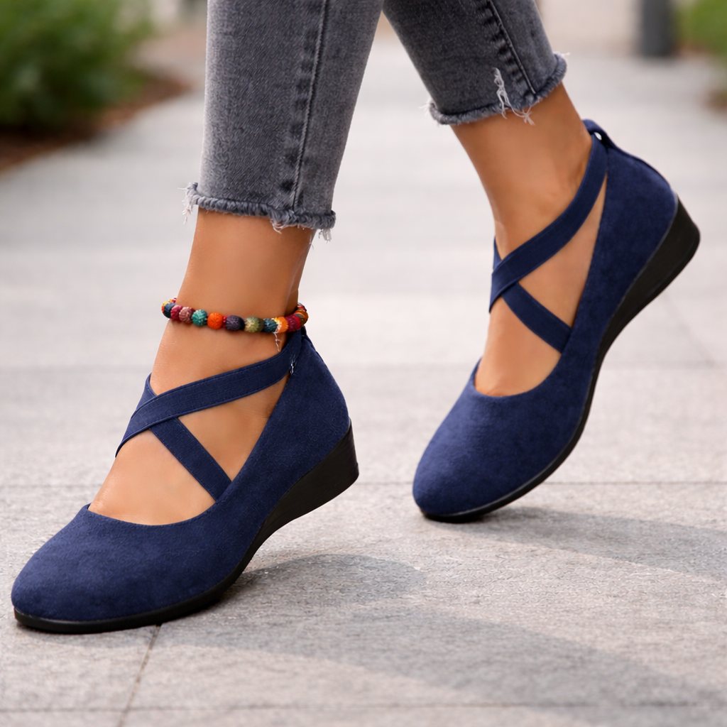 Women's Wedge Heels Elastic Laces Elevated Sole