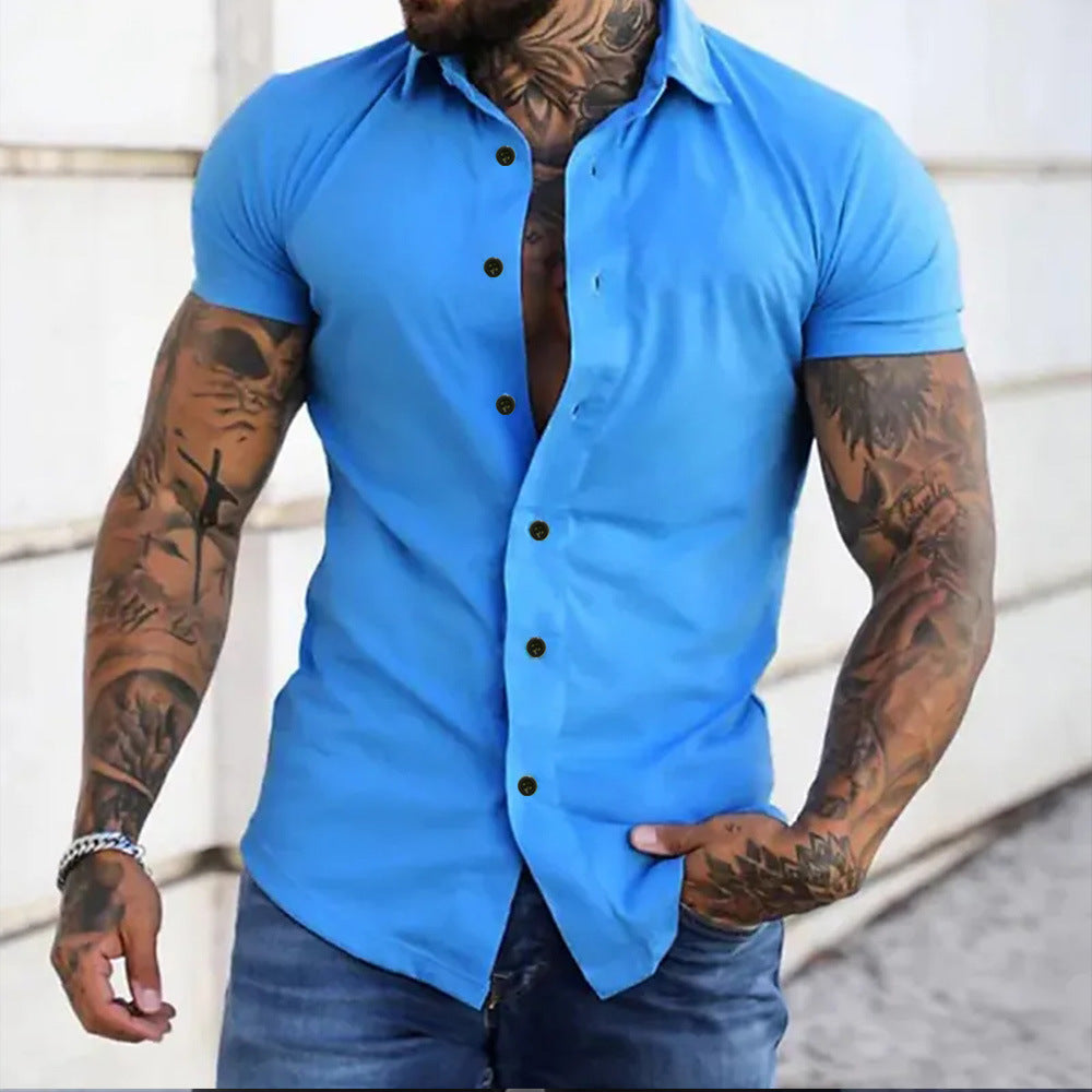 Men's Dress Shirt | Short Sleeve, Slim Fit | Casual and Office Style
