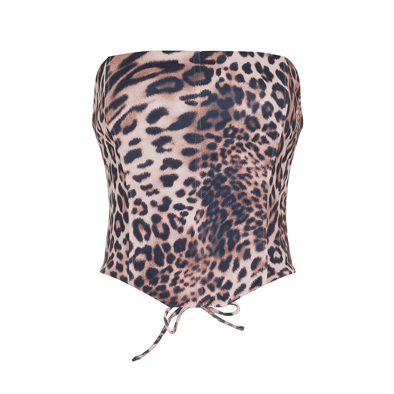Women's Corset Top | Strapless, Leopard Print