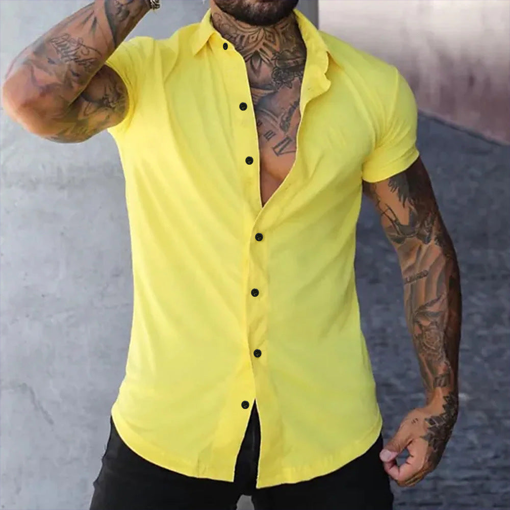 Men's Dress Shirt | Short Sleeve, Slim Fit | Casual and Office Style