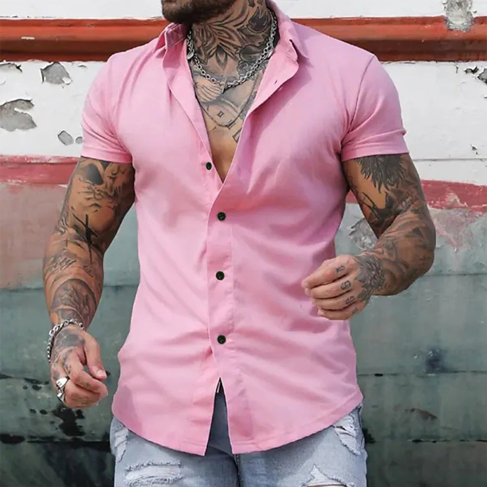 Men's Dress Shirt | Short Sleeve, Slim Fit | Casual and Office Style