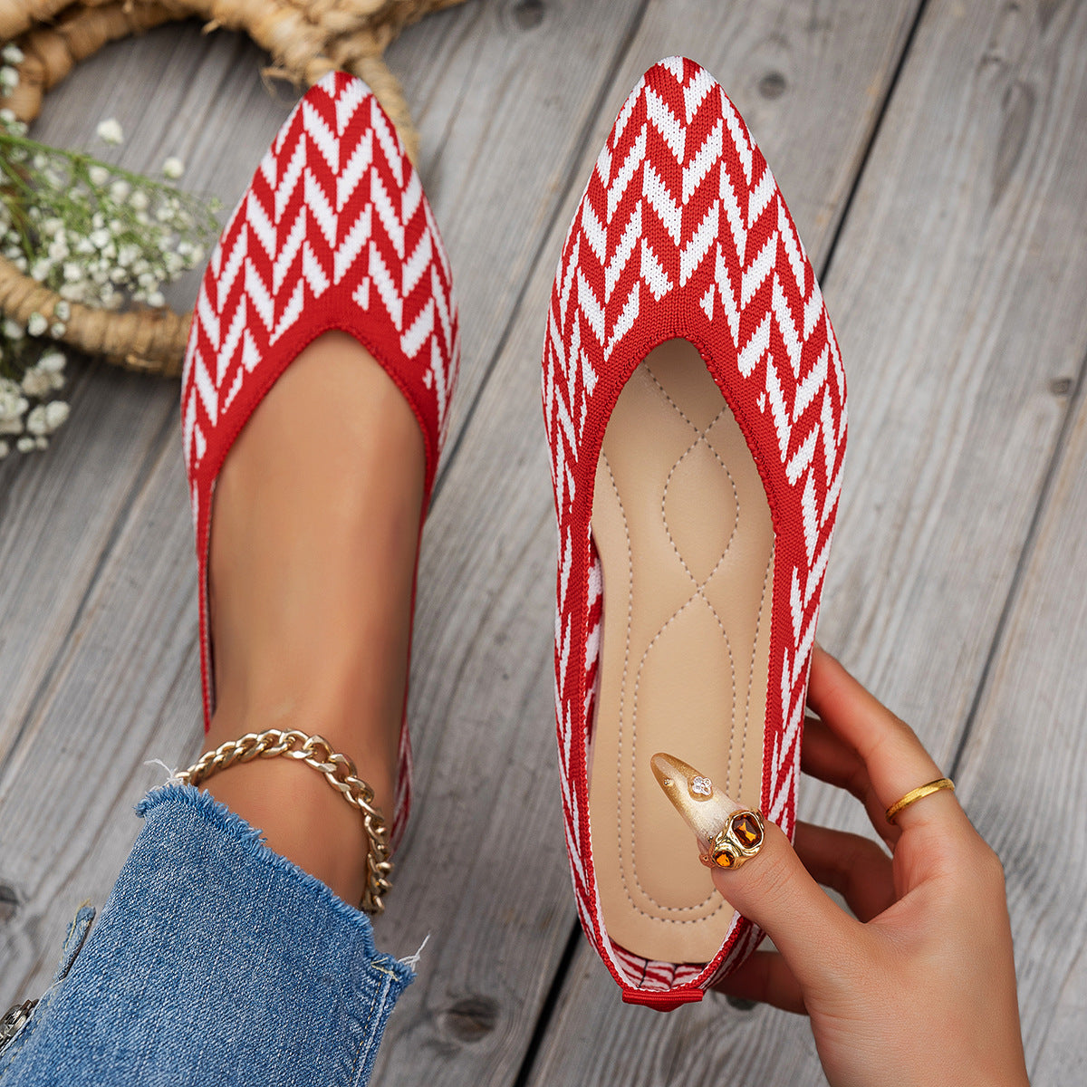 Women's ballet shoes | Zigzag pattern, soft sole | Everyday comfort