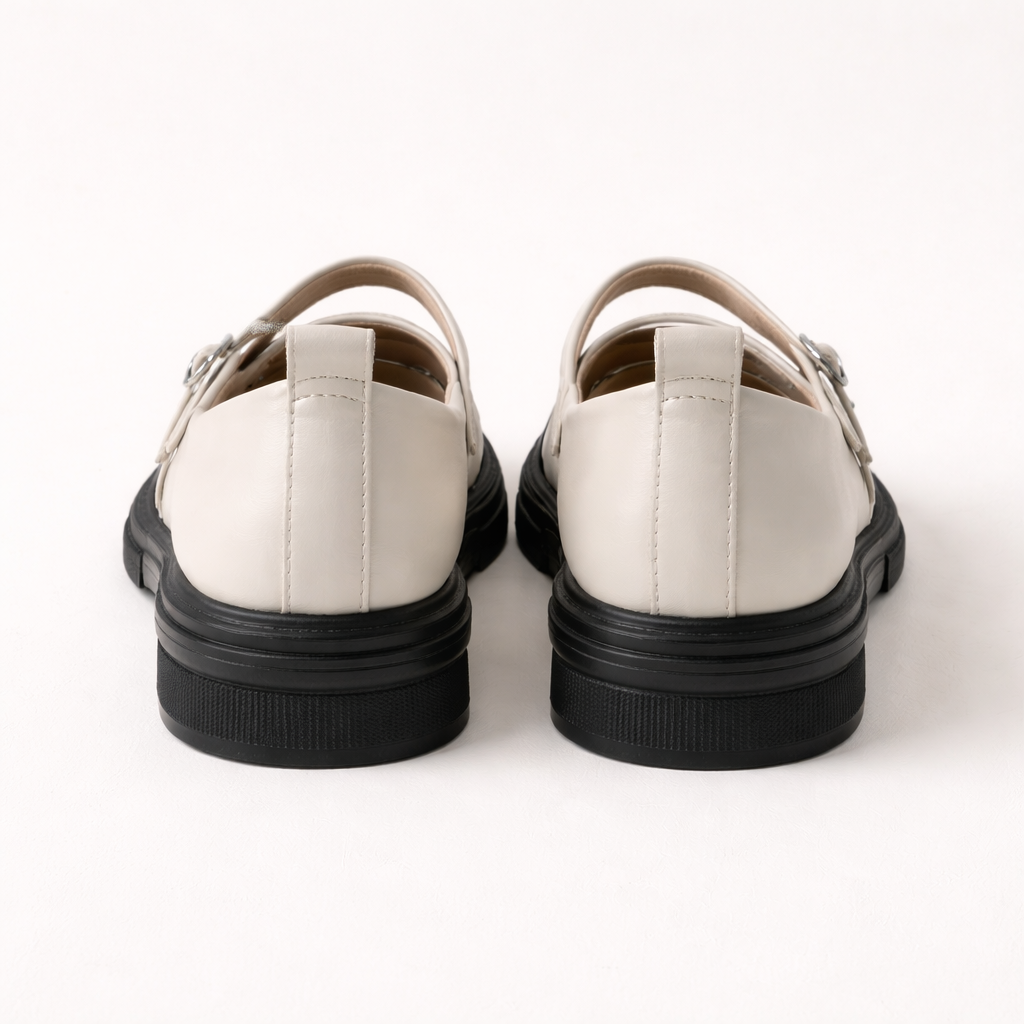 Women's Mary Jane Shoes | Two-Tone Ballerina, Double Strap | Polished Toe