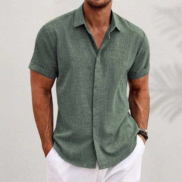 Men's Linen Shirt | Short-Sleeved, Breathable | Cotton-Linen Blend