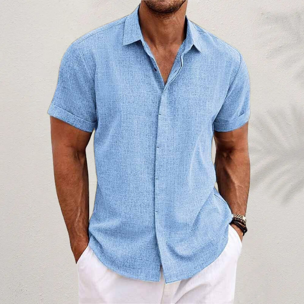 Men's Linen Shirt | Short-Sleeved, Breathable | Cotton-Linen Blend