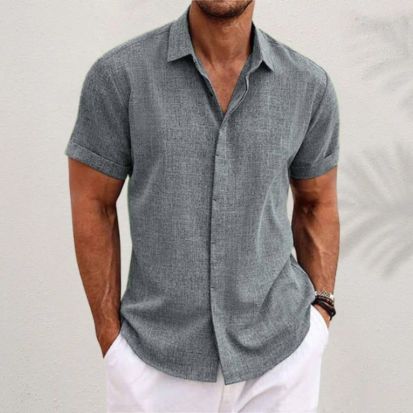 Men's Linen Shirt | Short-Sleeved, Breathable | Cotton-Linen Blend